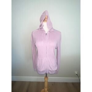 St. John Knit Hooded Full Zip Sweater Modal Blend Lilac Size XS